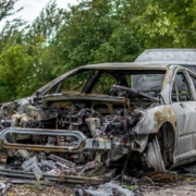 fire damaged car