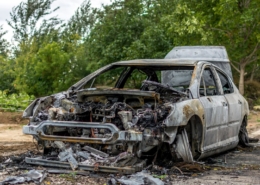 fire damaged car