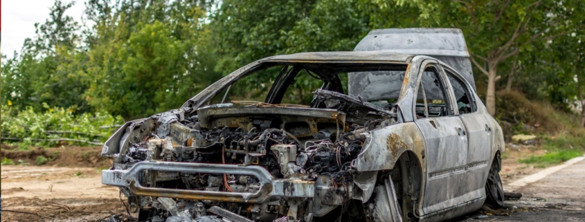 fire damaged car